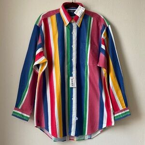 New Vtg Dead Stock RALPH LAUREN The Big Oxford Colorful Striped Men's Shirt Sz L